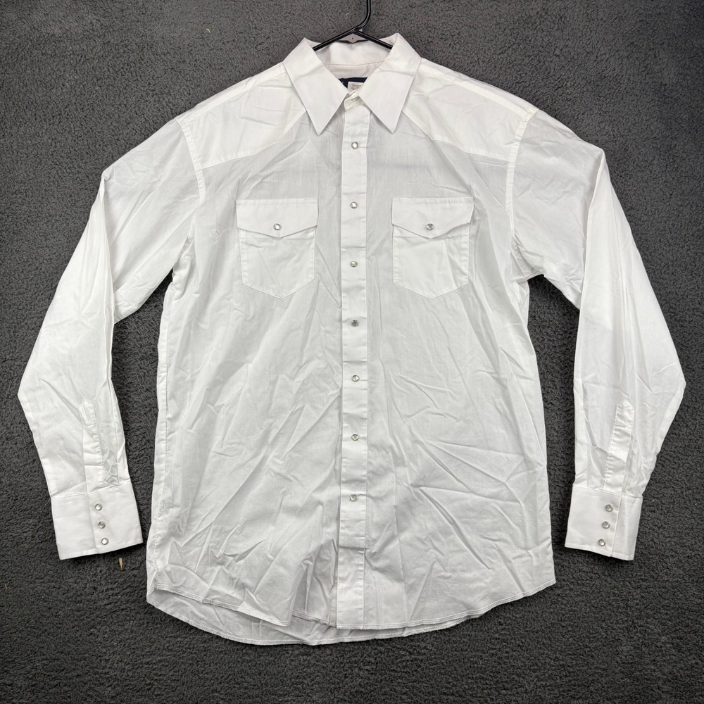 Wrangler Mens Long Sleeve Western Snap Front Shirt White LT GA GL 71105WH